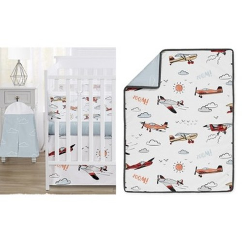 Sweet Jojo Designs Boy Baby Fitted Crib Sheet Airplane Red White and Blue