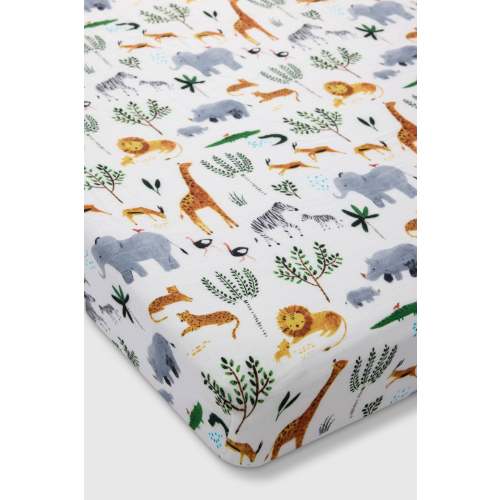 Muslin Fitted Crib Sheet - Safari Jungle