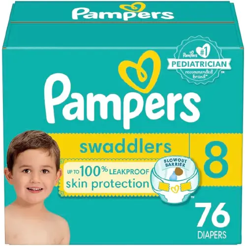 Pampers Baby Diapers - Swaddlers - Size 8, 76 Count, Ultra Absorbent Disposable Infant Diaper