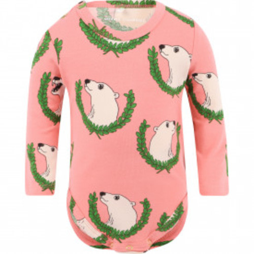 Polar Bear Print Bodysuit in Pink