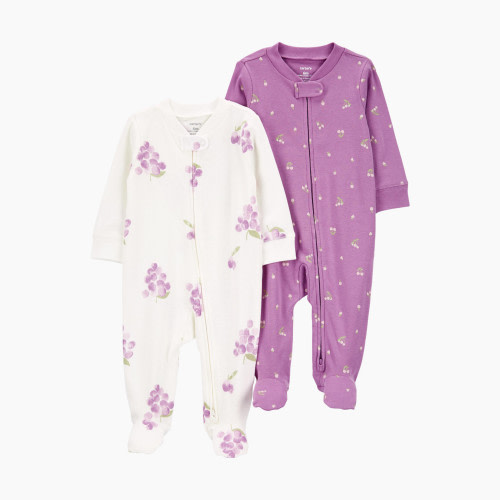 Carter's 2-Pack 2-Way Zip Cotton Sleep & Plays - Purple, 3 M