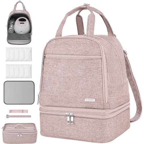 DERJUNSTAR Breast Pump Bag, Compatible with Spectra S1 and S2, Portable Carrying Case, breastmilk storage bag, spectra breast pump, Pink
