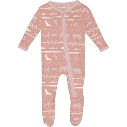 KicKee Print Footies with Zipper, Super Soft One-Piece Jammies, Sleepwear for Babies and Kids, Fall 1 Collections