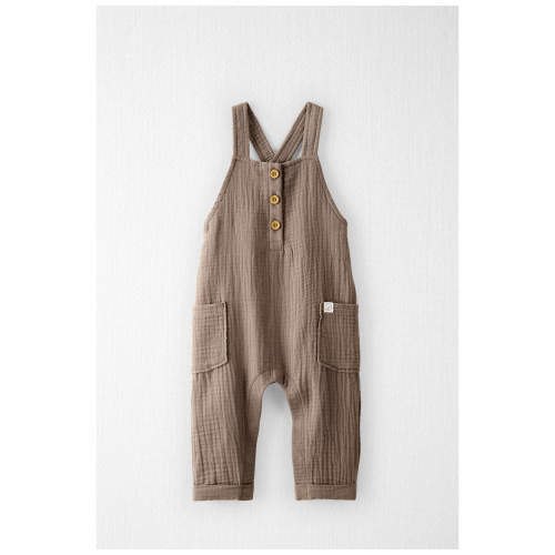 Baby Organic Cotton Gauze Overalls - Style,Happy Otter, 9 Months