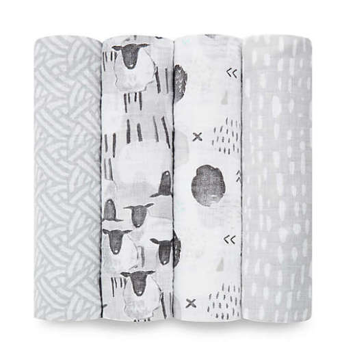 aden + anais™ essentials 4-Pack Cotton Muslin Swaddle Blankets in Pasture