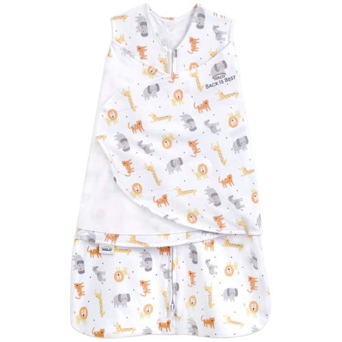 HALO 100% Cotton Sleepsack Swaddle, 3-Way Adjustable Wearable Blanket, TOG 1.5, Jungle Cotton, Small, 3-6 Months - Small (Pack of 1)