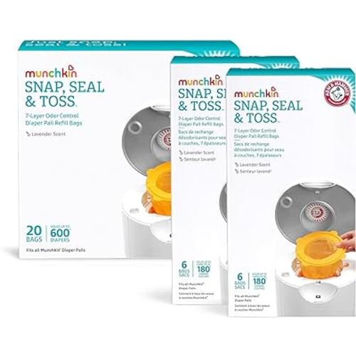 Arm & Hammer Diaper Pail Refills 2x 6 Count & 1x 20 Count, Total 32 Count
