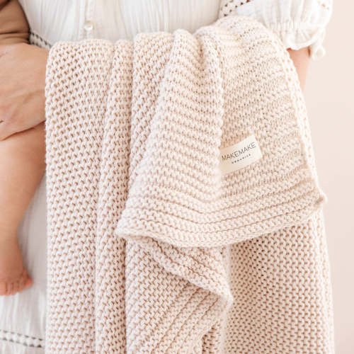Organic Knit Throw Blanket - Shell -Open Box