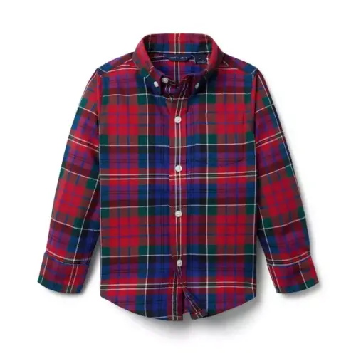 Boy Fireside Red Tartan Tartan Flannel Shirt by Janie and Jack