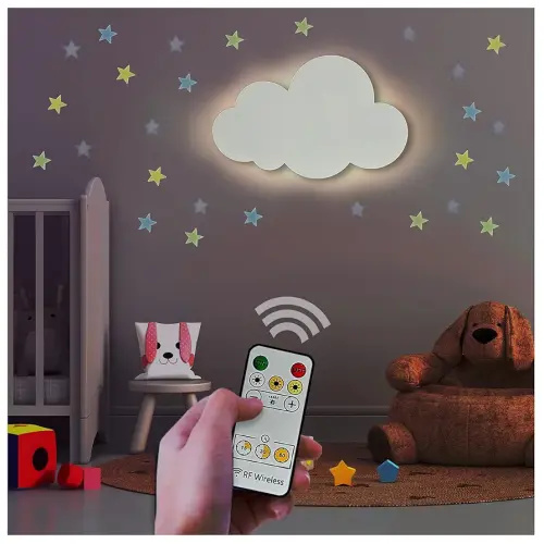 Cloud Lights - Nursery Decor Cloud Lamp, Rechargeable Baby Lamps with Remote, Hanging Lamp for Nursery, Kids Night Light with Timer & Touch Control (White)