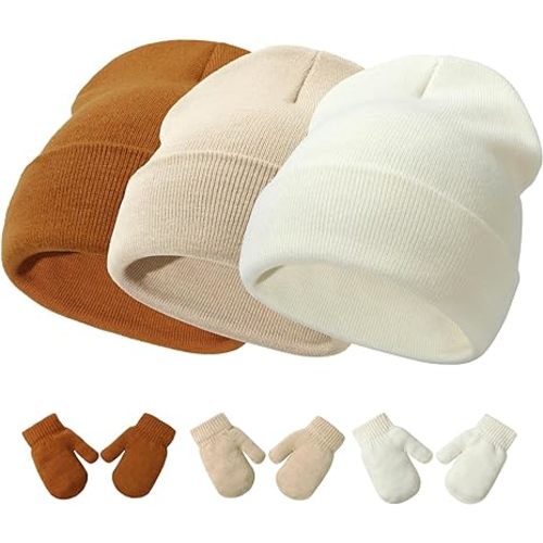 Baby Hats and Mittens Set Infant Toddler Beanie Caps Hospital Hat Set Newborn Gloves for Baby Boys Girls