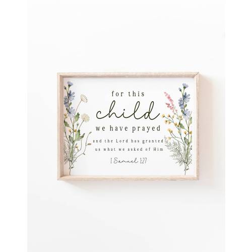 For This Child We Have Prayed 1 Samuel 1:27 Bible Verse Wall art Print Scripture printable Baptism gift Christian Baby Girl Nursery sign