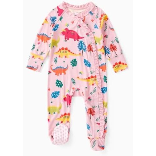 Newborn Baby Clothes with Viscose from Bamboo, Ruffle Button Footie Outfit Long Sleeves Jumpsuit for Boy and Girl