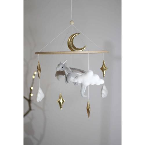 Neutral dragon baby mobile, Dragon baby Mobile under the stars perfect for your nursery decor or as an original baby shower gift
