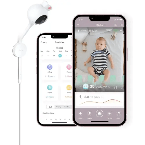 iBaby Smart Baby Breathing Monitor - with Camera and Audio, Tracking Baby's Breathing, Sleeping, Movement. i2 Wi-Fi Video Baby Monitor, Contactless, Work with Smartphone.