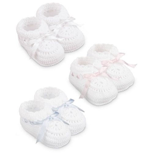 Hand Crochet Ribbon Baby Booties