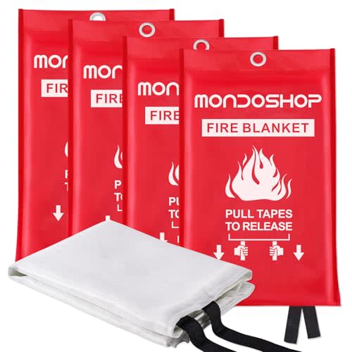 Mondoshop Fire Blanket for Home Kitchen Emergency - Fire Suppression Blanket Fireproof Blanket Fire Retardant Blankets for Car, Fireplace, Camping, Picnic, Grill