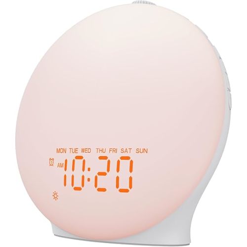 Sunrise Alarm Clock White Noise Sound Machine with 25 Soothing Sounds, 17 NightLights, Bluetooth Speaker Wake Up Light Alarm Clock for Bedrooms, Heavy Sleepers, Baby, Kids, Adults, Seniors, Ideal Gift