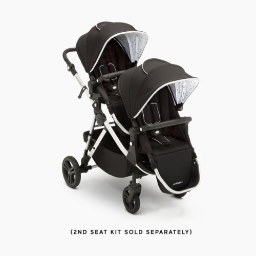 Mockingbird Single-to-Double Stroller - Black/Watercolor Canopy With Black Leather