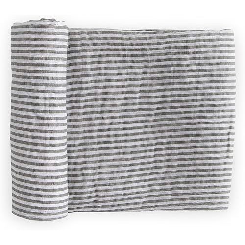 Little Unicorn Cotton Muslin Swaddle Blanket | Single | 100% Cotton | Super Soft | Newborns and Infants | 47"x47" | Unisex (Grey Stripe)