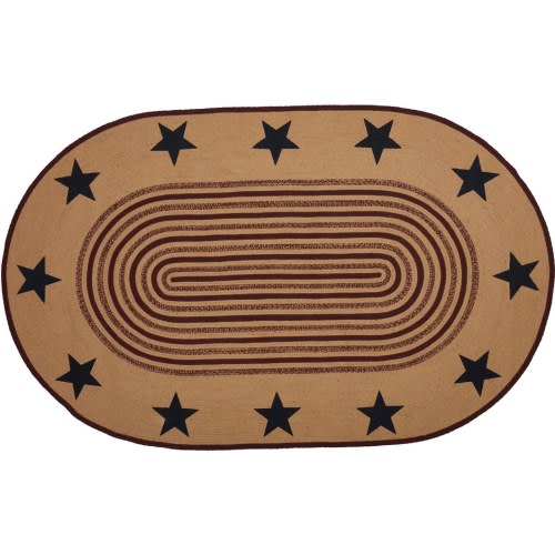 Potomac Jute Rug Oval Stencil Stars w/ Pad 60x96