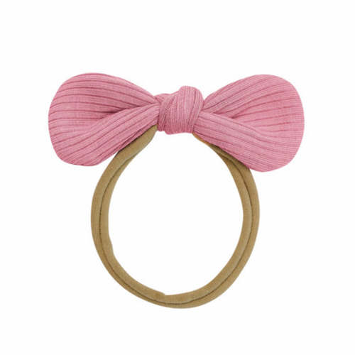 Ribbed Nylon Bow in Apple Blossom
