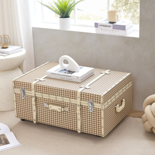 DormCo Texture Brand Trunk - Burnt Orange Houndstooth | Wayfair