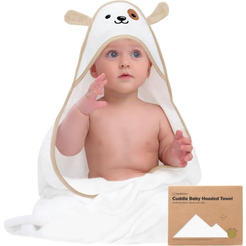 KeaBabies Cuddle Baby Hooded Towel, Medium, Dog