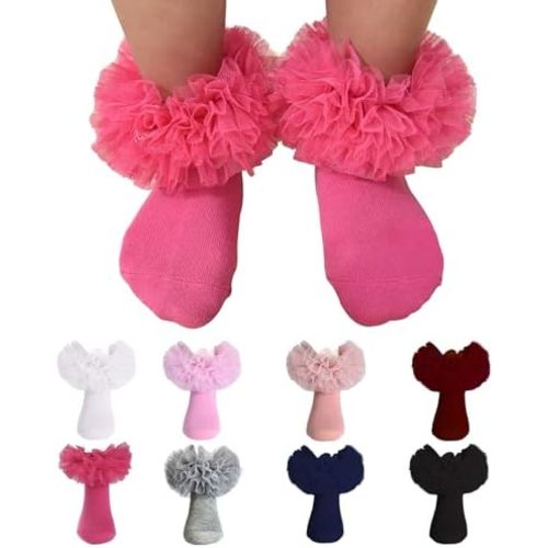 Girls Ruffle Socks Fluffy Ruffle Princess Dress Socks Newborn/Infant/Toddler/Girls
