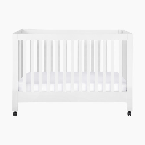 babyletto Maki Full-Size Portable Folding Crib with Toddler Bed Conversion Kit - White