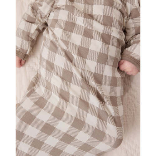 Kindred Bravely Cozy Bamboo Baby Gown & Hat | Taupe Gingham - Shop