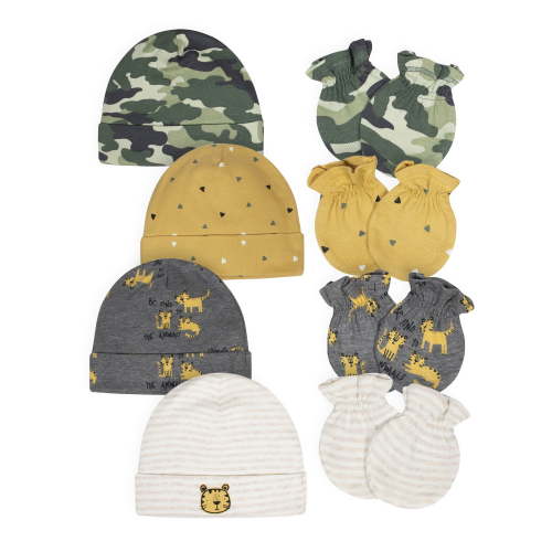 Gerber Baby Boys Caps & Mittens Set, 8-Piece