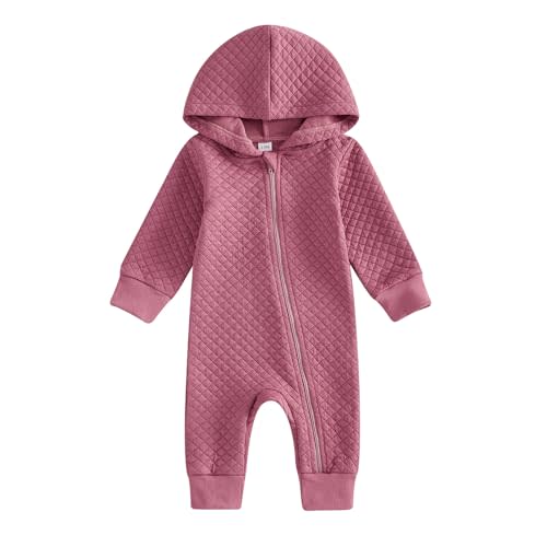 BemeyourBBs Newborn Baby Boy Girl Fall Winter Clothes Zipper Hooded Romper Cute Long Sleeve Jumpsuit Warm One Piece Outfit