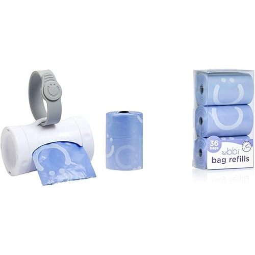 Ubbi Retractable On the Go 12 Lavender Scented Diaper Bag Dispenser with 36 Refill Bags Baby Travel Accessory