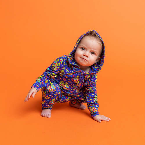 Lisa Frank® Zoomer & Zorbit Long Sleeve Zippered Hooded Romper