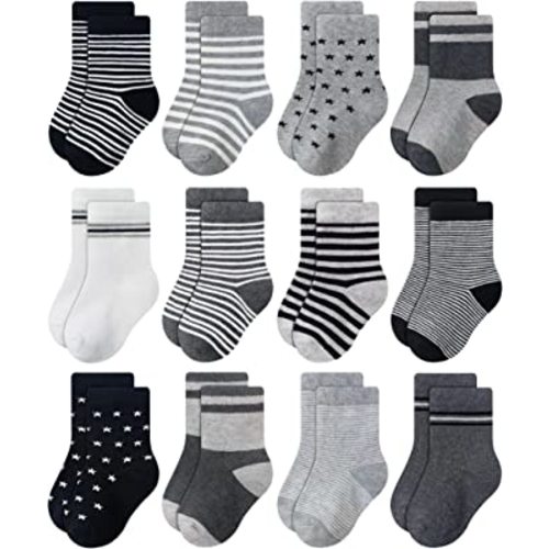 RATIVE Basic Socks Cotton Crew for Unisex Baby Infant Toddler Kids Boys Girls