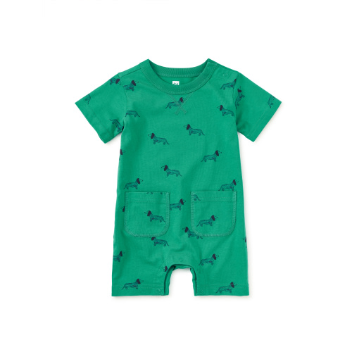 LITTLE BOY & Dachshunds & Double Pocket Baby Romper & KNIT ROMPER & Tea Collection
