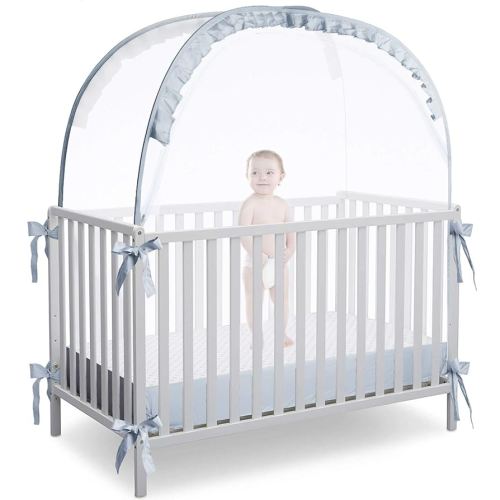 Crib Tent Crib Net to Keep Baby in, Pop Up Crib Tent Canopy Keep Baby from Climbing Out (55.2" L x 27.6" W x 51.6" H)