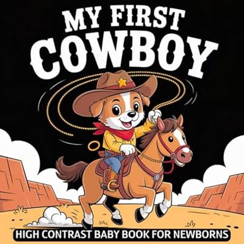 My first Cowboy High Contrast Baby Book for Newborns 0-12 Months: Simple Black and White Rodeo Horses & Wild West Pictures to Develop Infant Eyesight | Visual Stimulation Gift for Kids