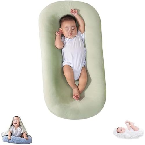 Baby Lounger Soft Cotton Bionic Design Lounger for Infant Baby 0-24 Months, Newborn Babies Shower Gifts (Lawn Baby Lounger)