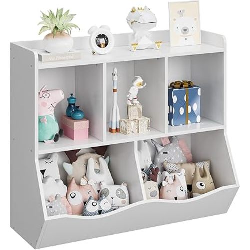 IDEALHOUSE Toy Bookshelf and Bookcase, Multi Shelf with Cubby Organizer Cabinet for Storage Books and Toys, for Bedroom, Playroom, Hallway