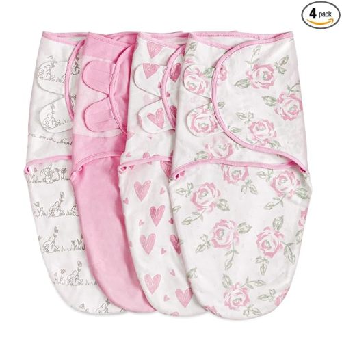Organic Baby Swaddle Sleep Sacks, 4-Pack Swaddles for Newborns Baby Essentials, Infant 0-3 Months, 100% Cotton Soft & Snug Adjustable Wrap Nursery Swaddling Blankets Improves Sleep