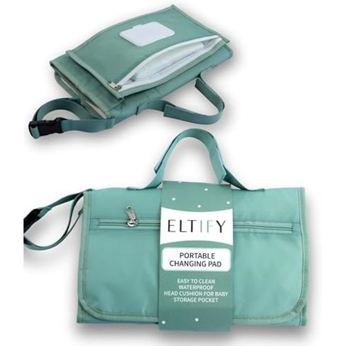 Portable Baby Changing Pad with Refillable Wipes Pouch, Waterproof Easy-Clean Surface & Head Cushion - Compact Travel Diaper Mat