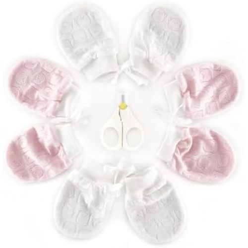 4Pairs Baby Mittens Newborn Set - No-Scratch, Breathable Baby Gloves for Boys Girls (0-6 Months)