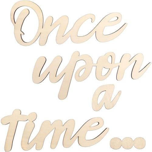 Once Upon a Time Sign Nursery Decor, Wood Reading Sign Wall Decor DIY Family Bookshelf Home Decoration for Reading Corner Kids Room Family Bookshelf Home Décor Birthday Present DIY Decoration