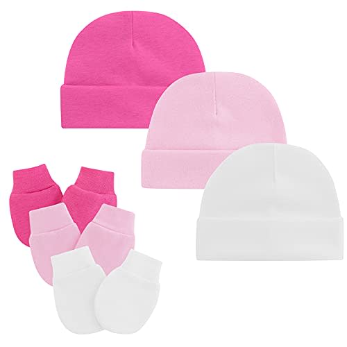 Zando Baby Hats and Mittens Unisex Infant Beanie Caps Newborn Hospital Hat with Scratch Mitten Set for Baby Boys Grils Hats