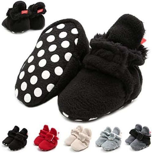 Ohwawadi Infant Baby Boys Girls Slippers Cozy Fleece Booties Soft Bottom Warm Cartoon Socks Newborn Crib Shoes