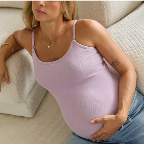 Soft Ribbed Nursing Tank - Lilac