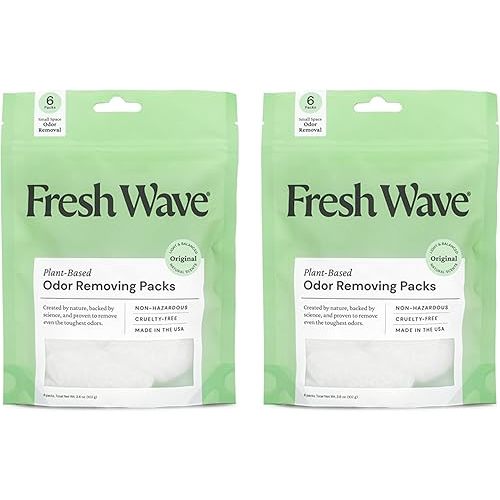 Fresh Wave Odor Eliminating & Deodorizing Packs | 2 Bags of 6 Each | Safer Odor Relief for Small Spaces | Natural Plant-Based Odor Eliminator | Odor Absorbers for Home