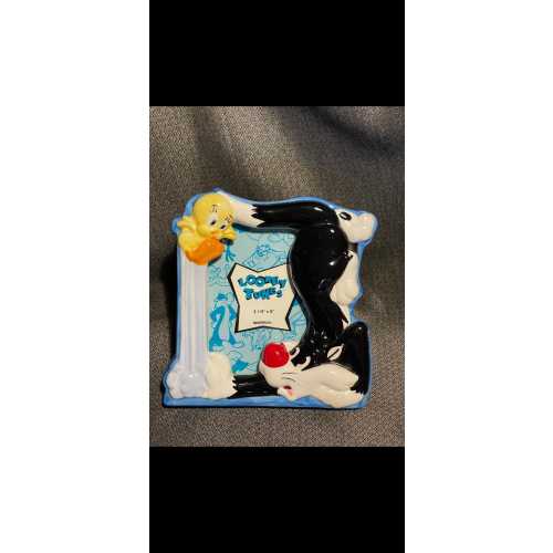 Vintage Looney Tunes Sylvester and Tweety Bird Ceramic Photo Picture Frame